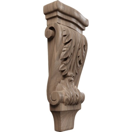 Ekena Millwork 4 3/4"W x 1 3/4"D x 10"H Small Acanthus Pilaster Wood Corbel, Walnut CORW05X02X10PAWA